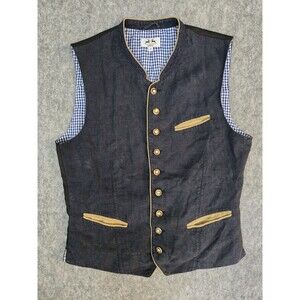 Men's Country Maddox Trachten Loden Tyrol National Linen Gilet Waistcoat Sz 48